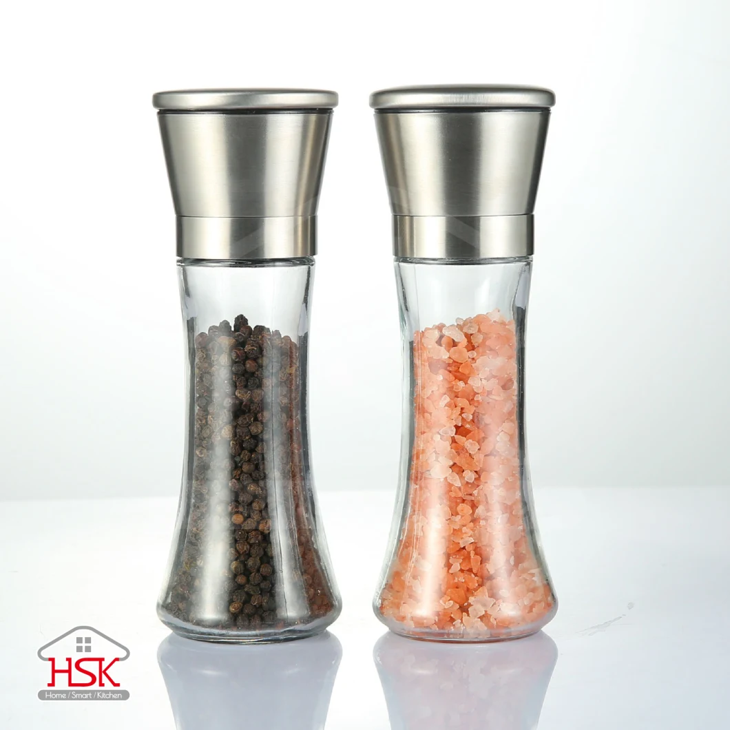 Manual Glass Bottle Spice Shaker Salt Pepper Grinder